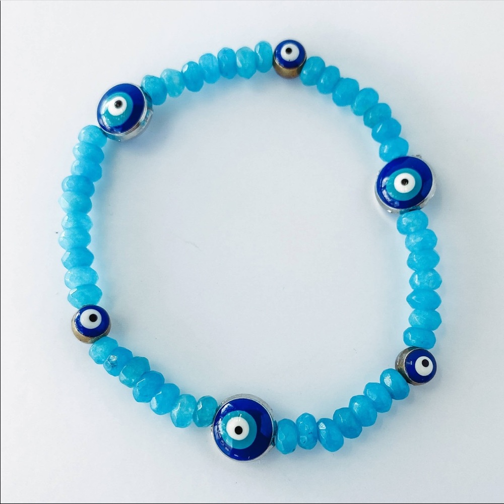 Jade evil eyes bracelet. One size